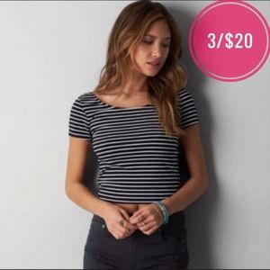 🖤3/$20 American Eagle Black White Stripe Crop Top